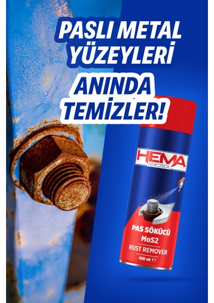 Aerosol Pas Sökücü Mos2 Sprey - Güçlü Pas Temizleyici ve Metal Koruyucu, 400 ml