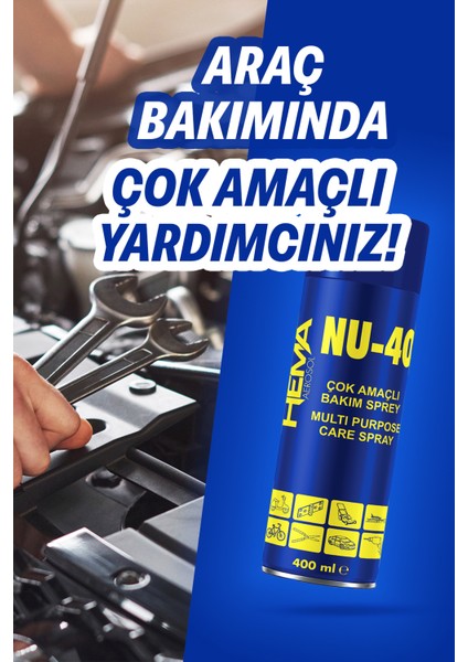 Nu-40 Çok Amaçlı Bakım Spreyi - Pas Sökücü, Yağlayıcı ve Koruyucu (400 ml)