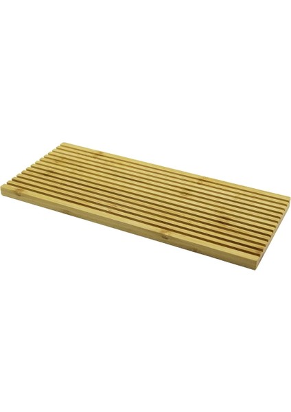 Dikdörtgen Çift Taraflı=düz - Dalgalı Oyuk Kanallı Ahşap Bambu Sunum Tepsi 17X39X1.5CM (5069)