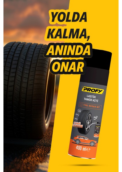 Lastik Tamir Kiti 400 ml - Yolda Kaldığınızda Hızlı ve Pratik Çözüm, 360° Uygulama Özelliği