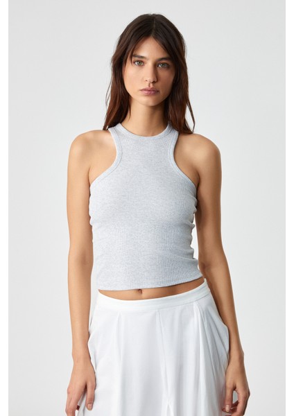 Jroksy Kadın Slim Halter Yaka Kolsuz Grimelanj Atlet
