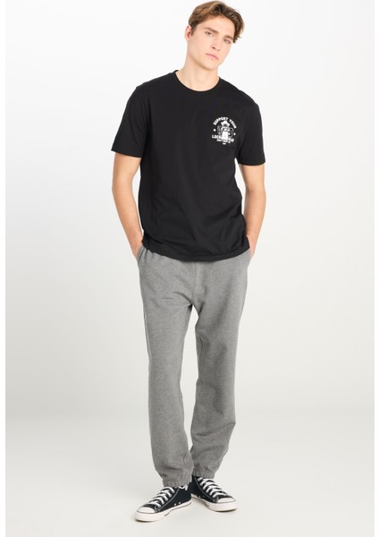 %100 Pamuk Regular Fit Normal Kesim Bisiklet Yaka Baskılı Siyah Tişört modelleri