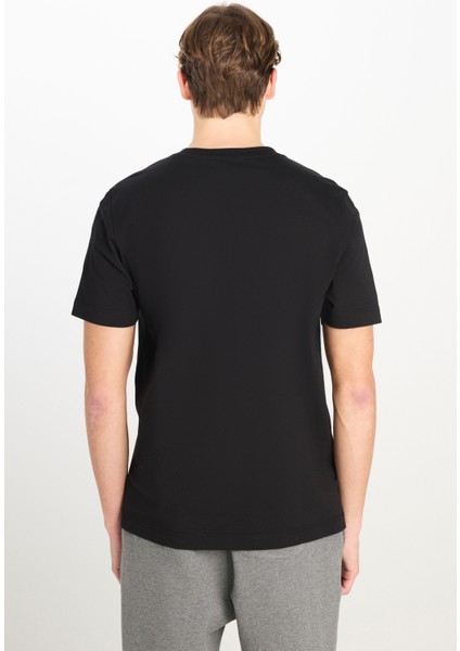 %100 Pamuk Regular Fit Normal Kesim Bisiklet Yaka Baskılı Siyah Tişört indirimleri