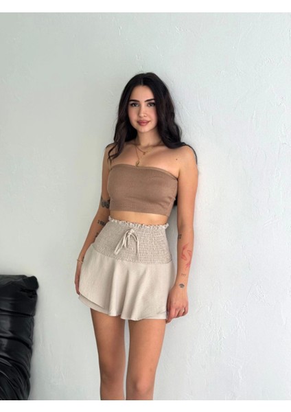 Ayrobin Şortlu Etek - Bej