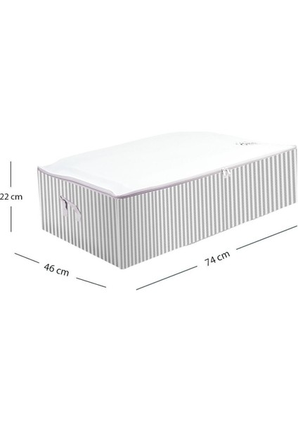 5'li Mega Boy Baza Altı Düzenleyici Hurç, Beyaz-Gri Çizgili, 74x46x22, Tela modelleri