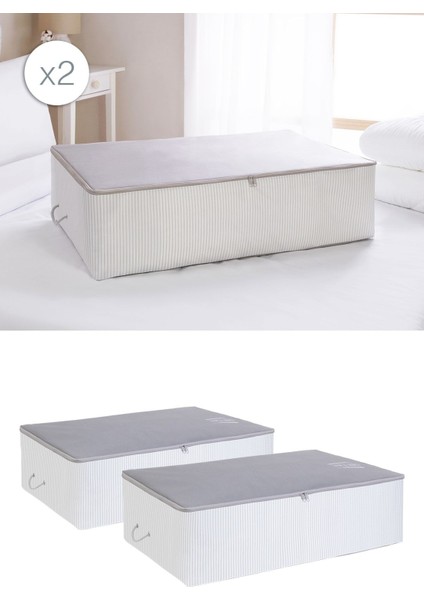 Mega Boy Gri Baza Altı Yastık Yorgan Kazak Hurcu 74x46x22, Polipropilen