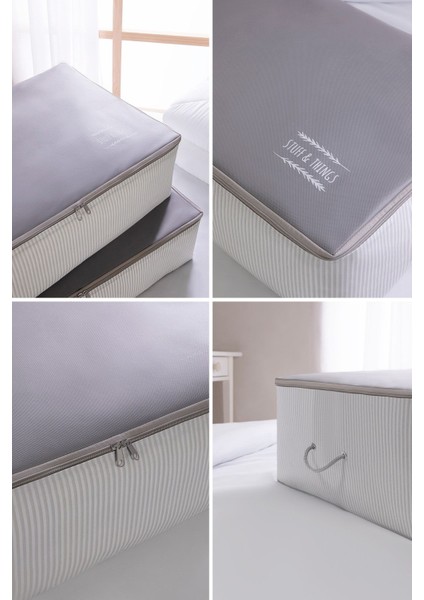 Mega Boy Gri Baza Altı Yastık Yorgan Kazak Hurcu 74x46x22, Polipropilen modelleri