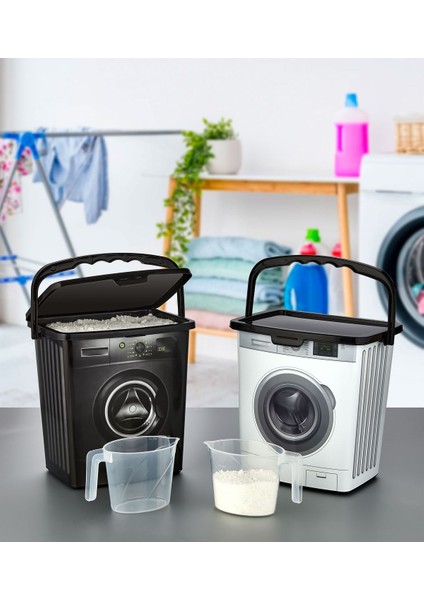 2'li Ölçek Kap Hediyeli Deterjan Saklama Kutusu 5 Litre