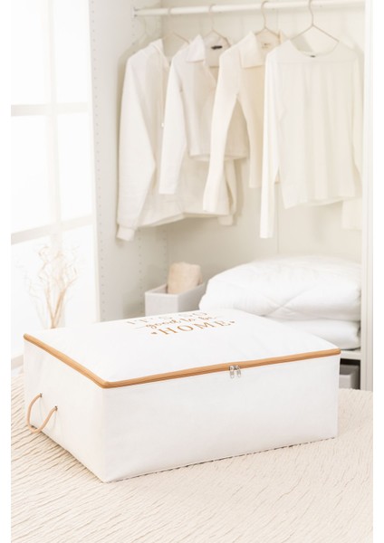 Büyük boy baza altı yastık ve yorgan seti, 62x46x22, polyester, bej ve beyaz renk fiyatları