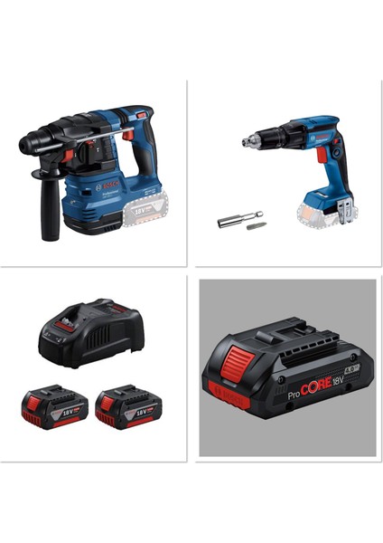 Gbh 185 Kırıcı Deli +Gtb 185 Alçıpan Vidalama + 2 Ad 5.0 Ah Akü (1AD 4.0 Procore Akü Hediye)