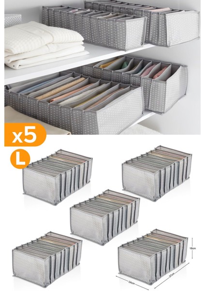 Gri Benekli Çok Gözlü Çekmece Düzenleyici Organizer, Kumaş, Büyük Parça Sayısı