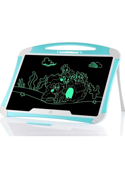20 Inch, Kalemli LCD Dijital Çizim-Eğitim Yazı Tableti, Dijital Çizim Pedi-20 Inç, Mavi