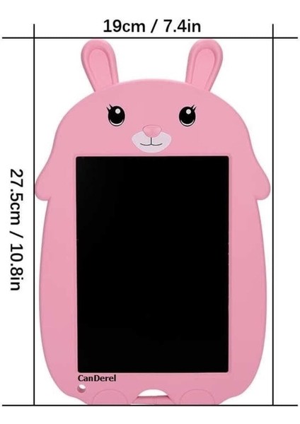 Pembe Tavşan Şekilli Dijital Çocuk Yazı Tableti Çizim Tahtası LCD 9 Inc Ekranlı fırsatları