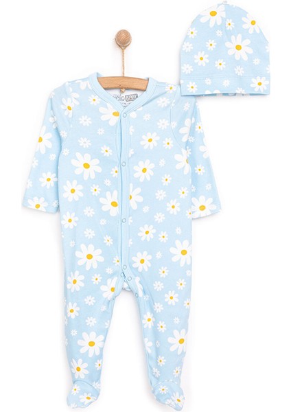 Yenidoğan Çiçek Baskılı Kız Tulum-Şapka Kız Bebek