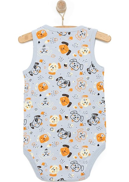Erkek Bebek Zıbın Köpekli Atlet Body Ribana Çıtçıtlı Atlet Kol Body Gri