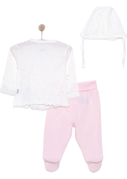 Yenidoğan Mini Heart Zıbın-Şapka-Patikli Alt 3lü Set Kız Bebek