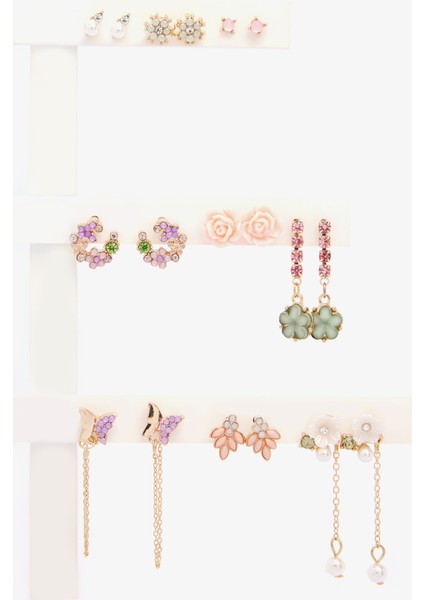 Flower Altın Küpe Seti