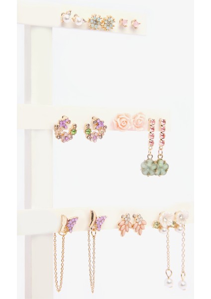 Flower Altın Küpe Seti