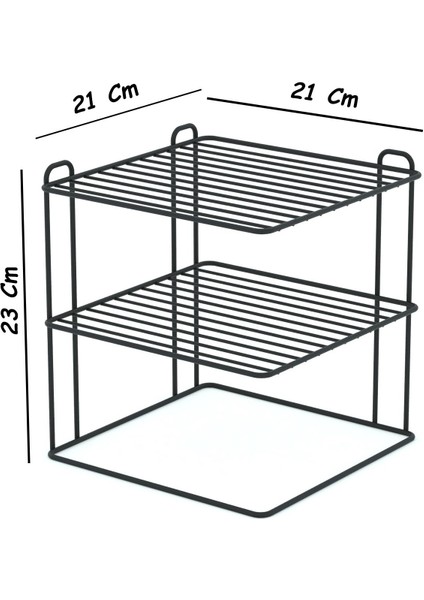 Siyah 2'li 3 Katlı Metal Tabak ve Bardak Organizer, 21x95 cm indirimleri
