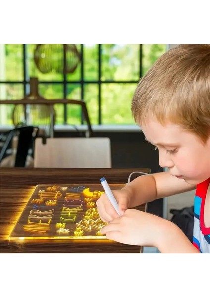 Yeni Tasarım 30X20 Neon LED Işıklı Büyük Boy Yazı Çizim Tahtası Ayarlanabilir Stant ve Kalem Hediye indirimleri