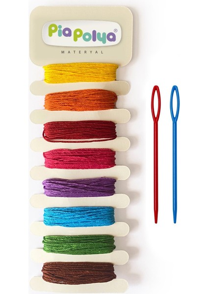 Çocuklar Için 2 Adet Plastik Iğne ve 8 Renk Ipleri | Parmak Gelişimi | Etkinlik | Okul Öncesi