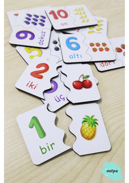 Notpa Zeka Kartı 'rakamları Öğreniyorum Seti' 20 Parça (10 Adet Ikili)