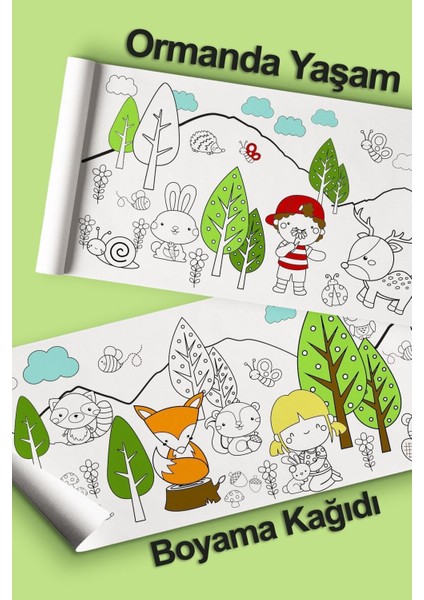 Orman Hayvanları Aktivite Boyama Kağıdı 2.5 Metre Rulo - Bebek ve Çocuk Için Eğitici Aktivite Kağıd fiyatları