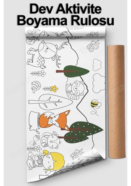 Orman Hayvanları Aktivite Boyama Kağıdı 2.5 Metre Rulo - Bebek ve Çocuk Için Eğitici Aktivite Kağıd fırsatları