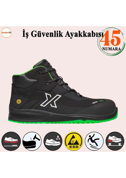 Iş Güvenliği Ayakkabısı 45 Numara Kompozit Burun Bağcıklı Inşaatçı Ayakkabı S3 Esd Src Koruma Sınıfı