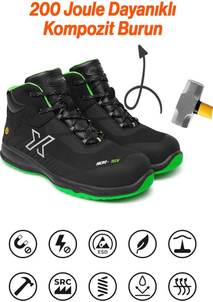 Iş Güvenliği Ayakkabısı 45 Numara Kompozit Burun Bağcıklı Inşaatçı Ayakkabı S3 Esd Src Koruma Sınıfı fiyatları