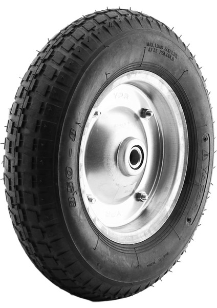 Havalı Dublex El Arabası Yük Taşıma Tekeri Siboplu Bilyeli Rulmanlı 370X80 mm Çelik Jant Tekerlek