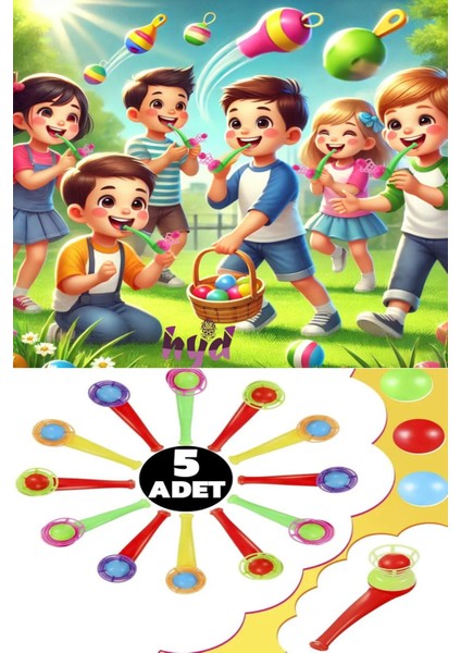 5 Adet Saksafon Top Üfleme Nefes Kontrolü Oyunu Karne Hediyesi Eğitici Oyuncak