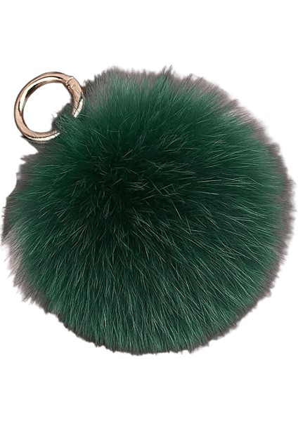 2024 Lüks 13CM Kaık Tilki Kürk Top Pom Poms Kürk Ponpon Yüksek Kaliteli Anahtarlık Araba Anahtarlık Metal Halka Kolye Kadınlar Için Renk: Yeşil / Boyut: 13 cm (Yurt Dışından)