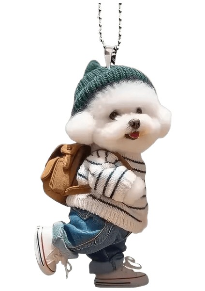 Yaratıcı Teddy Puppy Sırt Çantası 2d Dikiz Aynaları Kolye Araba Asılı Süsler Araba Dekorasyon Aksesuarları Sırt Çantası Renk:2 (Yurt Dışından)
