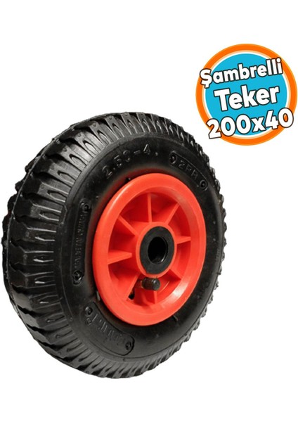 Yük Taşıma Arabası Tekeri El Arabası Burçlu Şişme Şambelli Iç Lastikli Teker 200X40 mm Plastik Jant