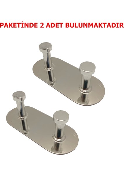 Glare Mantar Kendinden Yapışkanlı Askılık Ikili Krom 2 Li Paket