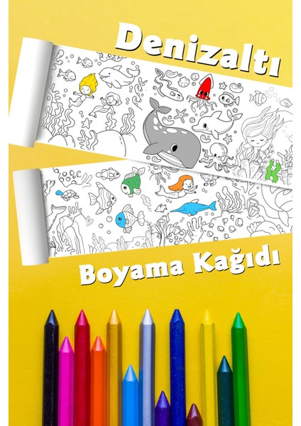 Denizaltı Temalı Dev Boyama Kağıdı 2,5 Metre Rulo Boyama Kağıdı - Çocuk Eğitici Boyama fiyatları