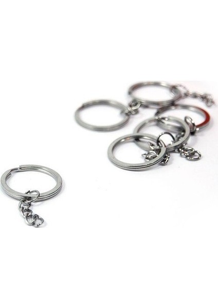 Zincirli Anahtarlık Halkası 2.5 cm 50 Adet Gümüş (Yurt Dışından)