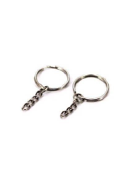 Zincirli Anahtarlık Halkası 2.5 cm 50 Adet Gümüş (Yurt Dışından)
