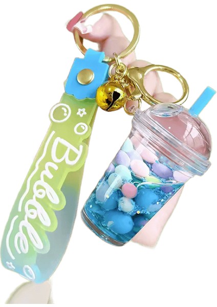 Aydınlık Yağ Çay Bardağı Anahtarlık Otomobil Asılı Süs Yüzen Quicksand Çift Çanta Anahtarlık (Yurt Dışından)