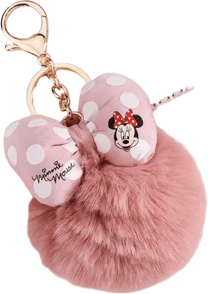 Disney Minnie Mickey Mouse Peluş Anahtarlıklar Karikatür Puantiyeli Yay Pom-Pom Anahtarlık Kolye Araba Çanta Süsü Kız Çocuk Hediye Oyuncak (Yurt Dışından)