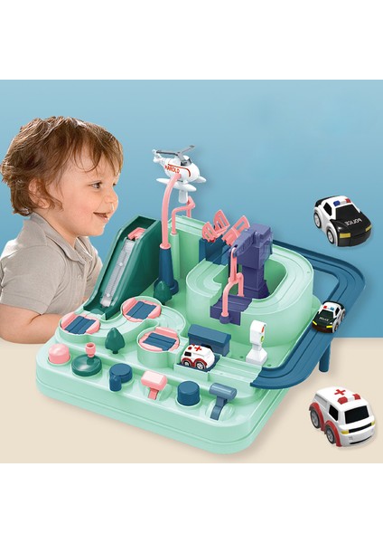 6719 Yarış Pistleri Araba Macera Oyuncakları Şehir Kurtarma Okul Öncesi Eğitici Oyuncak Araç Pisti Playsets-Kırmızı/mavi (Yurt Dışından)