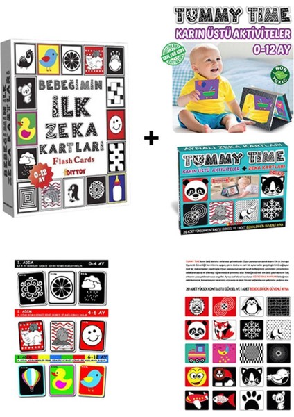 Bebeğimin Ilk Zeka Kartları Flash Kart + Tummy Time Aynalı Zeka Kartı Eğitici Kartlar