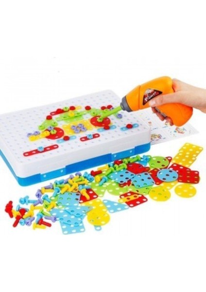 11B Matkaplı Vidalama ve 3D Yaratıcı Mozaik Puzzle 198 Parça Creative Portable Box Yapı LEGO Oyunu fırsatları