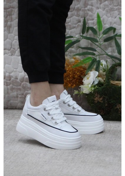 M.P.Metroglam High-Top 8.0 Kadın Bağcıklı Beyaz Sneaker