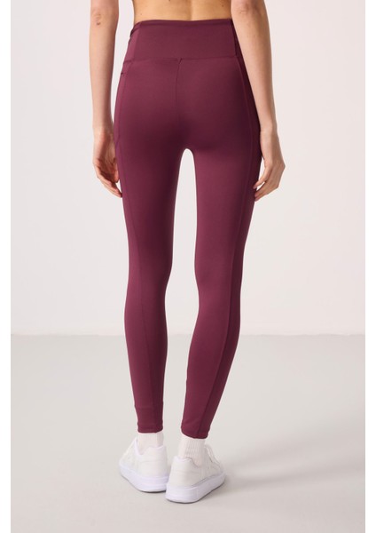 Bordo Polyester Esnek Standart Fit Performans Kadın Tayt - 94667 fiyatları