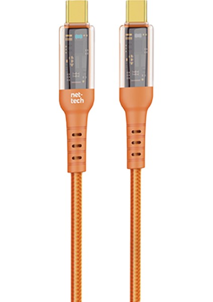 Hızlı 1 M Şarj Kablosu Type C ((60W)) Süper Hızlı Pd Type C To Type C Halat Tipi Şarj Kablosu