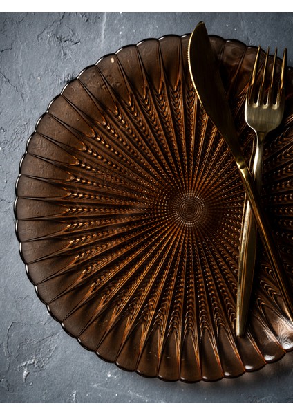 Lace 6'lı Pasta-Tatlı Tabağı - 22 cm - Kahve