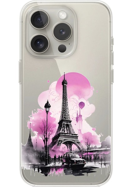 iPhone 14 Pro Max Uyumlu Şeffaf Kılıf Paris 1 Tasarımlı