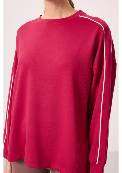 Viva Kırmızı Yumuşak Dokulu O Yaka Oversize Kadın Tunik Sweatshirt - 97303 indirimleri